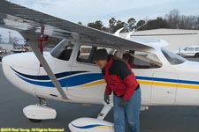 inspecting the plane