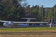 walking the Blanik back to the line, and debriefing with Fred